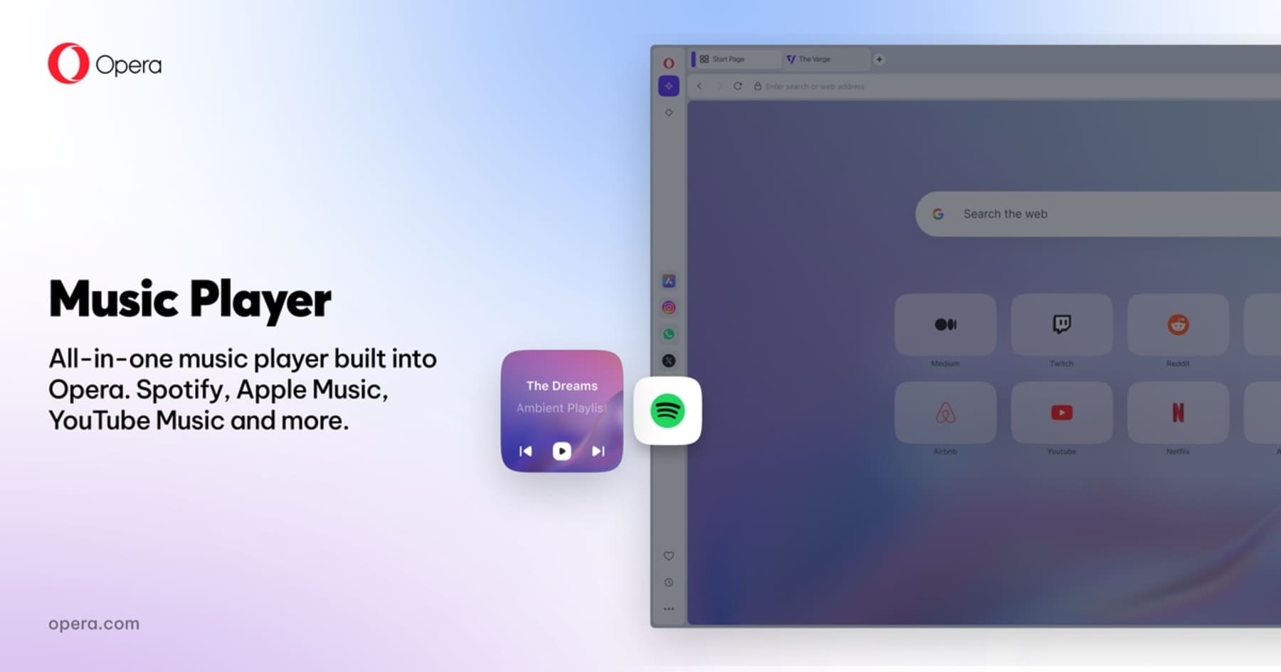 Opera інтегрує Spotify як стандартний музичний сервіс у браузері